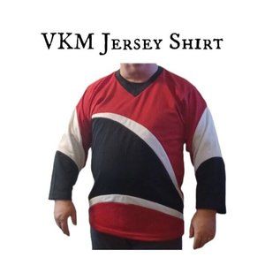 VKM Venus Men's Long Sleeve Medium Jersey Shirt Black Red & White Made In Canada